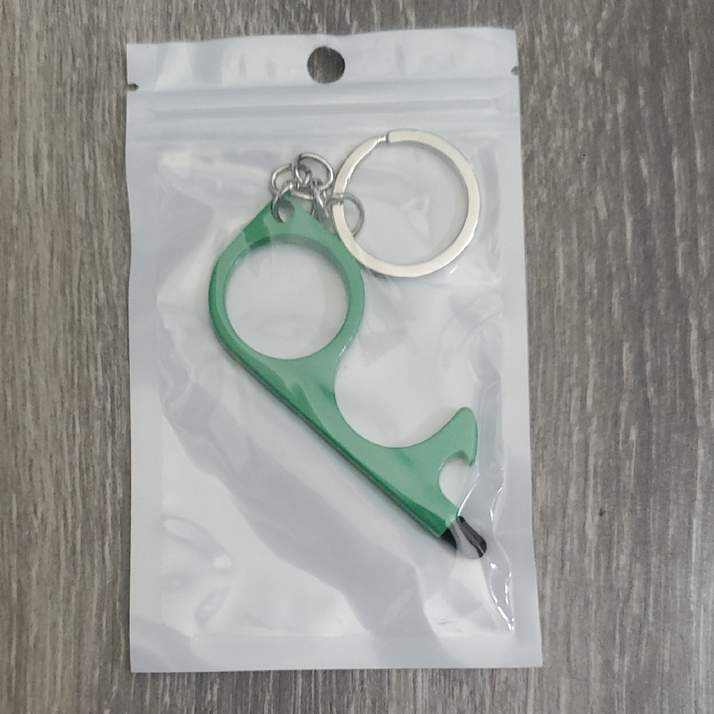 Touch-Free Green No-Touch Keychain Tool for Phones & Accessories